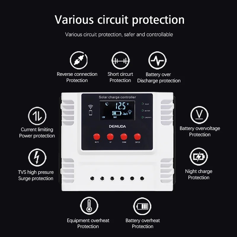 Heißer Verkauf 12V 24V 48V Solarladeregler 60A Solarregler WIFI Apps PMW Solarladeregler 10A 20A 30A 40A 50A für Heimsolaranlage