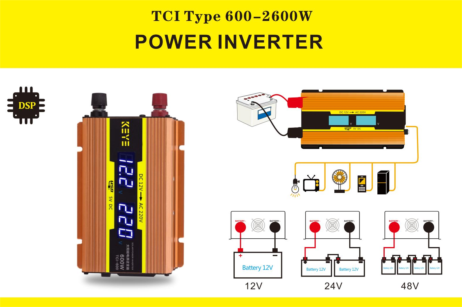 2600 W kleiner netzunabhängiger Hybird-Solarladewechselrichter ohne eingebauten Controller 2200 W 1600 W 1200 W 600 W